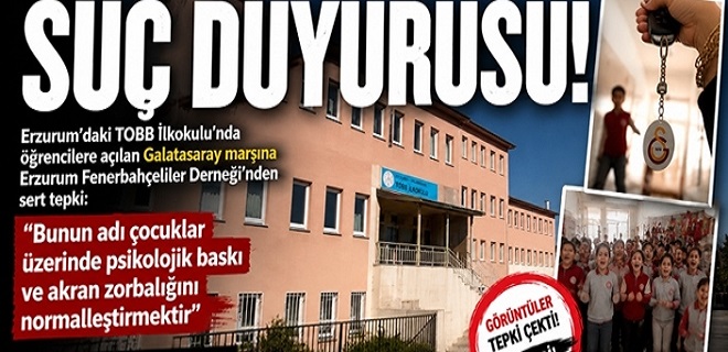 İlkokulda Galatasaray marşı açıldı: Fenerbahçeliler isyan etti